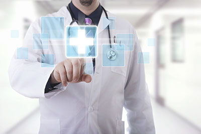 image of doctor in front of screen