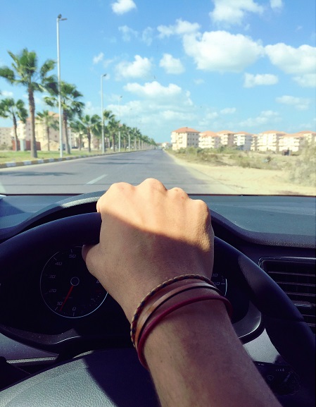 image of man driving through Mexico