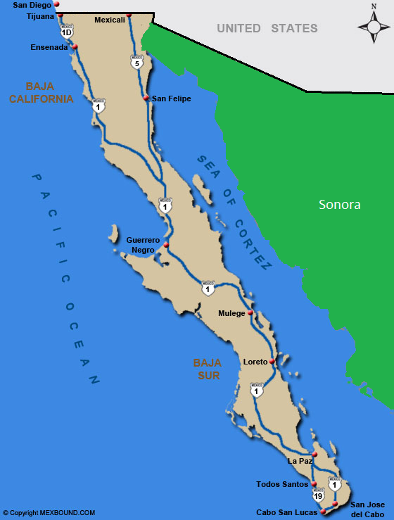 Baja California Mexico Map Mexbound Com