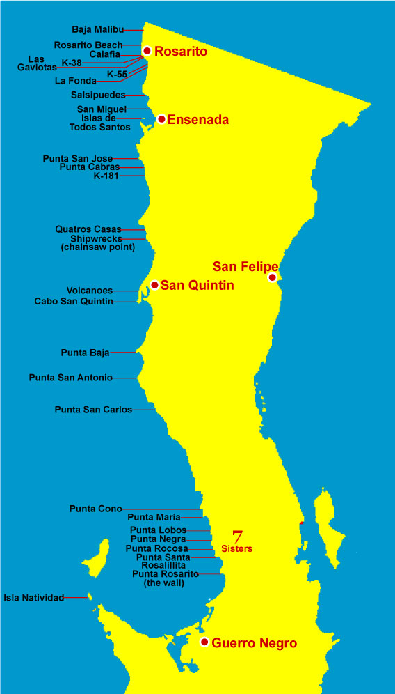 Northern baja California Surf Break Map