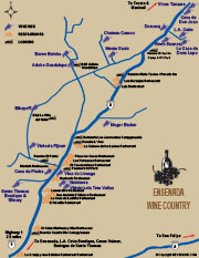 Ensenada Wine Map and Restaurants