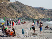 Volleyball and sunbathing at Playa Saldamando 